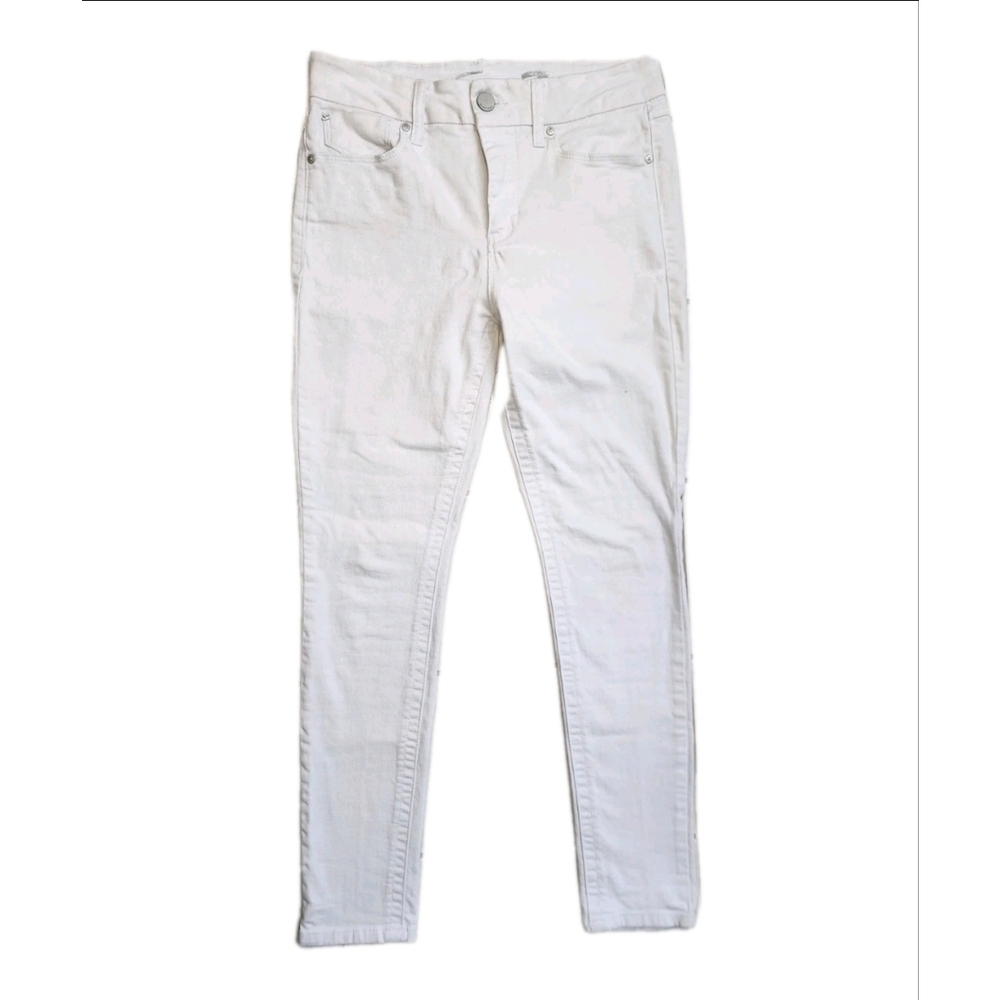 Seven 7 Denim Skinny Jeans High-Rise Tummyless White Cotton Size 6
